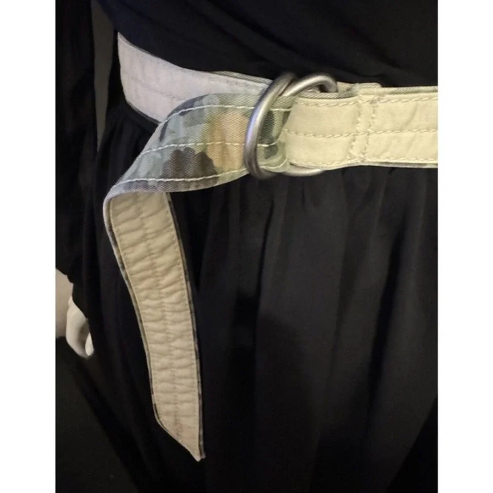 LOFT Reversible Camo Canvas D-Ring‎ Belt Khaki Tan Military Utility Chic 47-70